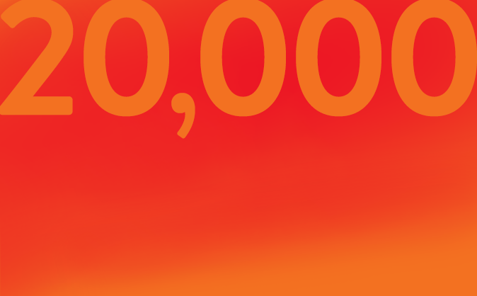 20,000 on red background