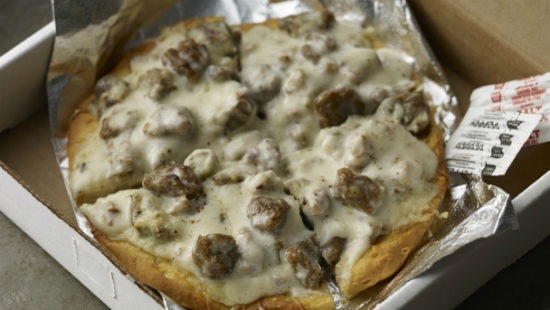Biscuits and Sausage Gravy Pizza