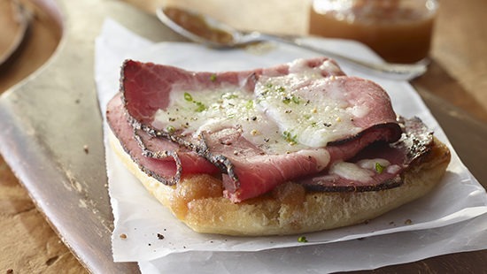 Open Faced Apple Butter Pastrami Sandwich