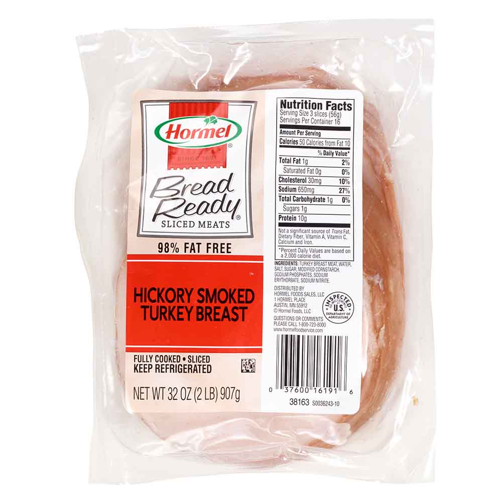 HORMEL™ BREAD READY™ Pechuga de Pavo Ahumada, Rebanada, 0.67 oz por rebanada